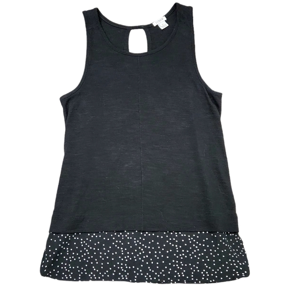J. Crew Knit Black Sleeveless Polka Dot Keyhole Blouse Top XS